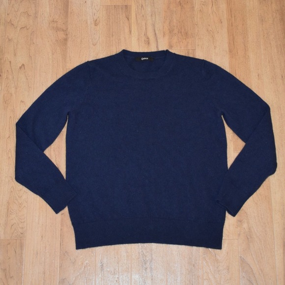 Quince Sweaters - Quince Sweater Womens Large Navy Blue 100% Cashmere Crewneck Long Sleeve